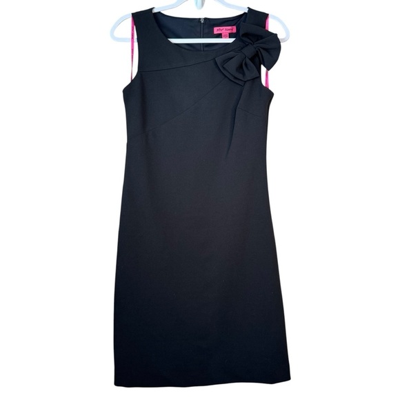 Betsey Johnson Women Scuba Crepe Midi Dress with Shoulder Now Black 2 - Picture 1 of 8
